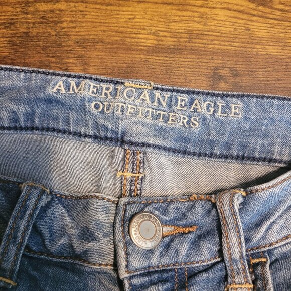 American Eagle Jeans 8 R Hi Rise Jegging Crop Medium Light Wash Stretch Denim - Picture 4 of 10